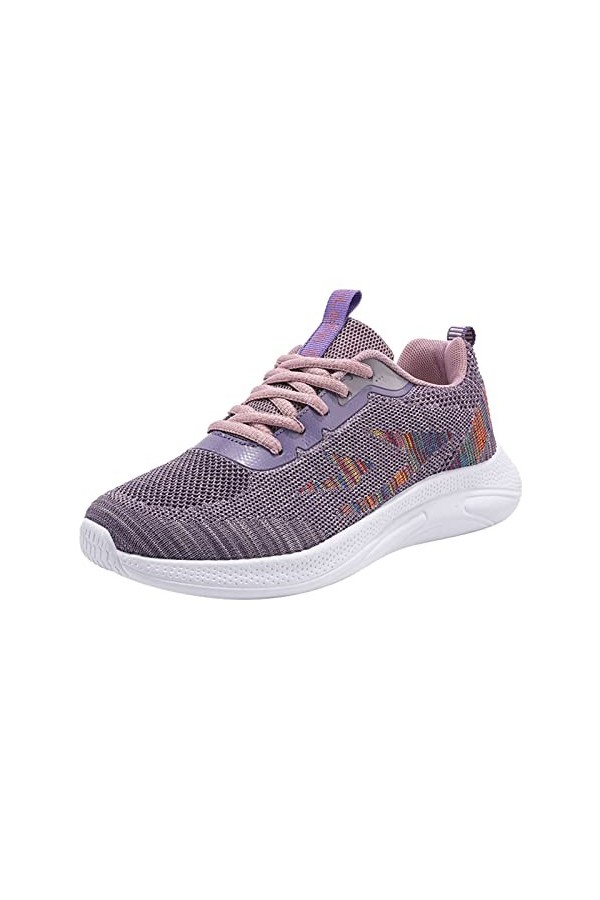 Chaussures décontractées à la Mode pour Dames à Lacets en Maille Respirantes légères Absorbant Les Chaussures de Sport à Seme