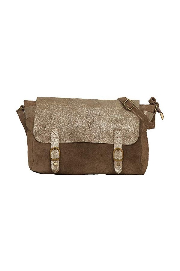 LucieElle Sac CUIR Daim Femme Bandoulière Pailletés Irisé | Sac Daim Femme Bandoulière | Besace Cuir Daim Femme | Sac Cuir Fe
