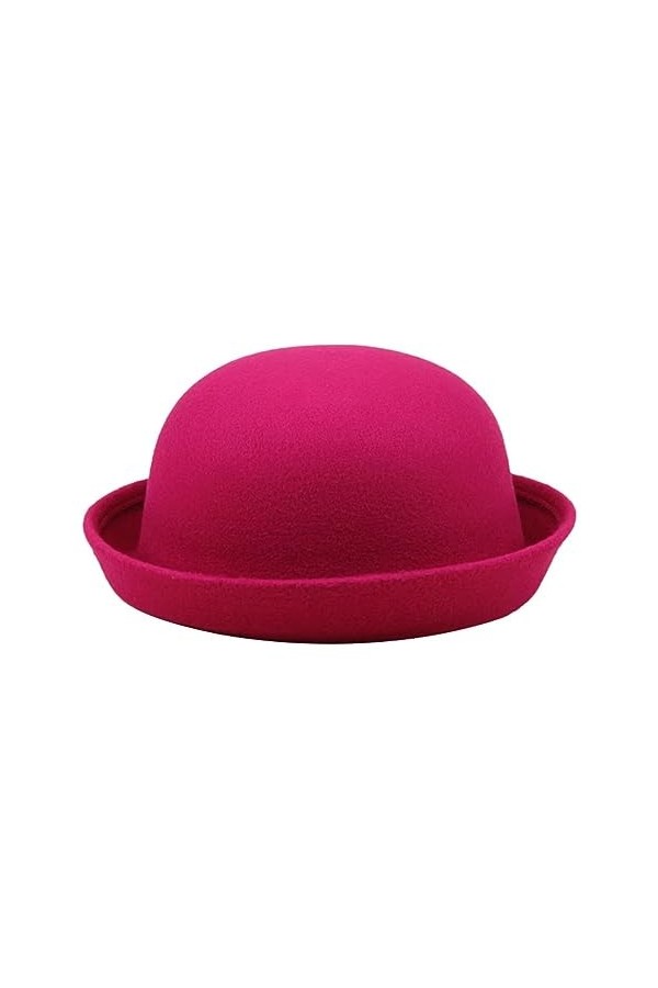 Cozylkx Chapeaux De Derby Ronds pour Enfants, Filles Et Garçons, Chapeau Seau Panama à Bord Retroussé, Feutre De Laine, Chape