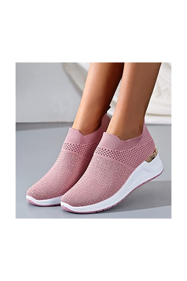 Chausson Femme Confortable Baskets Mode Femmes Baskets Confort Femmes Chaussures décontractées Femmes Gris Couleur Chaussures