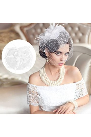Kioiner Chapeau Mariage Femme, Chapeaux Cérémonie, Chapeau Bibi Mariage pour Femmes Blanc 