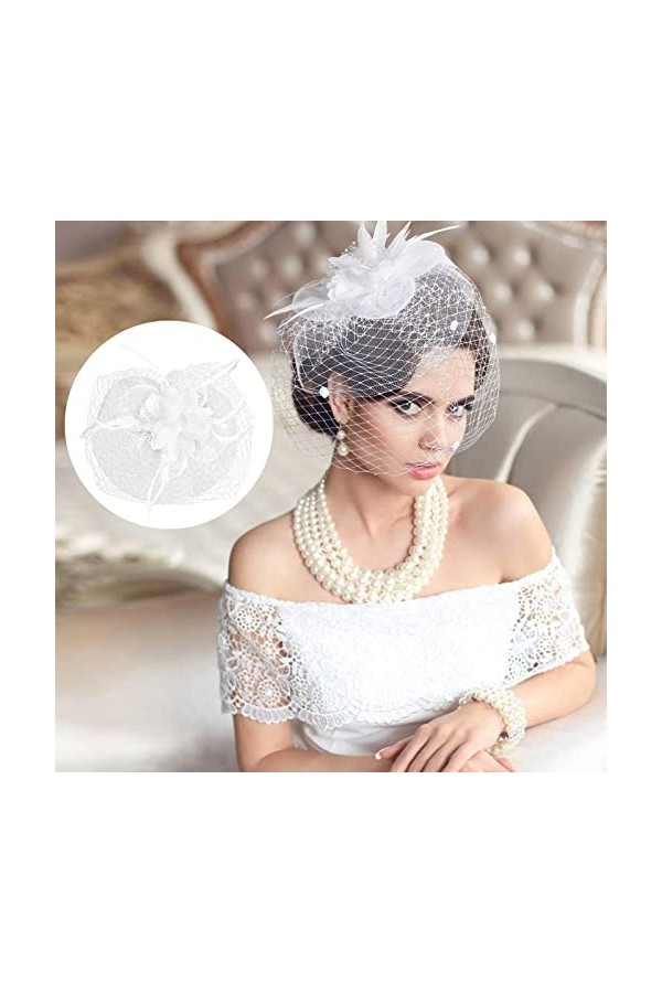 Kioiner Chapeau Mariage Femme, Chapeaux Cérémonie, Chapeau Bibi Mariage pour Femmes Blanc 