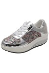 ANUFER Femmes Super Poids Léger Plate-Forme Baskets Lacer Compensé Chaussures de Sport Blanc SN070680 EU38