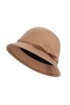 Femme Chapeau Melon Hiver Rétro Chapeau Cloche Fedora en Laine Feutre Chapeau dhiver avec Nœud Papillons Elégante Chapeau Ma