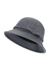 Femme Chapeau Melon Hiver Rétro Chapeau Cloche Fedora en Laine Feutre Chapeau dhiver avec Nœud Papillons Elégante Chapeau Ma