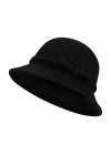 Femme Chapeau Melon Hiver Rétro Chapeau Cloche Fedora en Laine Feutre Chapeau dhiver avec Nœud Papillons Elégante Chapeau Ma