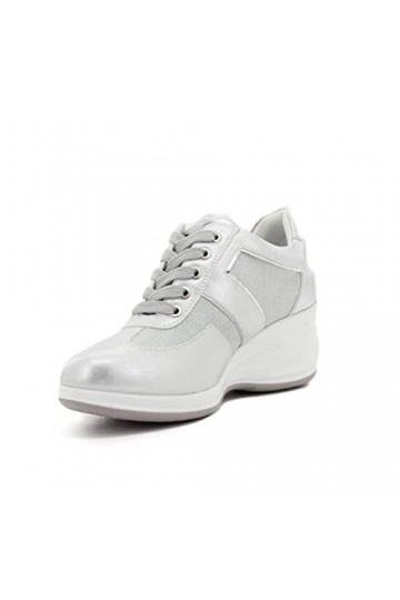 QUEEN HELENA Baskets Compensées pour Femme X22-15 Argent, 40 EU