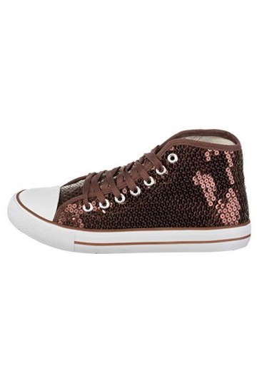 Brandsseller Baskets à paillettes semi-hautes pour femme - Marron - marron, 41 EU