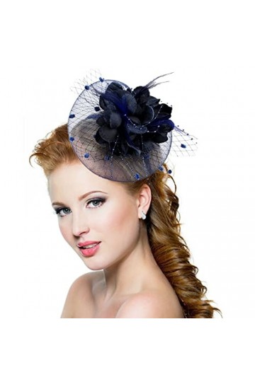 Chapeau Bibis Mariage Femme Coiffure Fascinator Épingle à Cheveux élégantes en Maille Bandeau pour Cocktail Derby Cérémonie É
