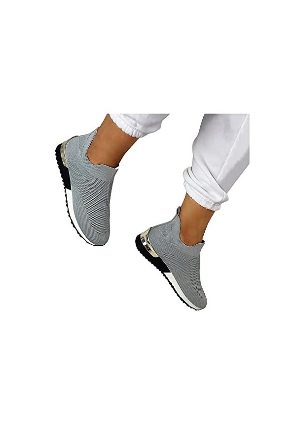 Chaussures plates à enfiler élastiques élégantes, chaussures plates pour femmes, baskets à la mode, baskets légères et respir