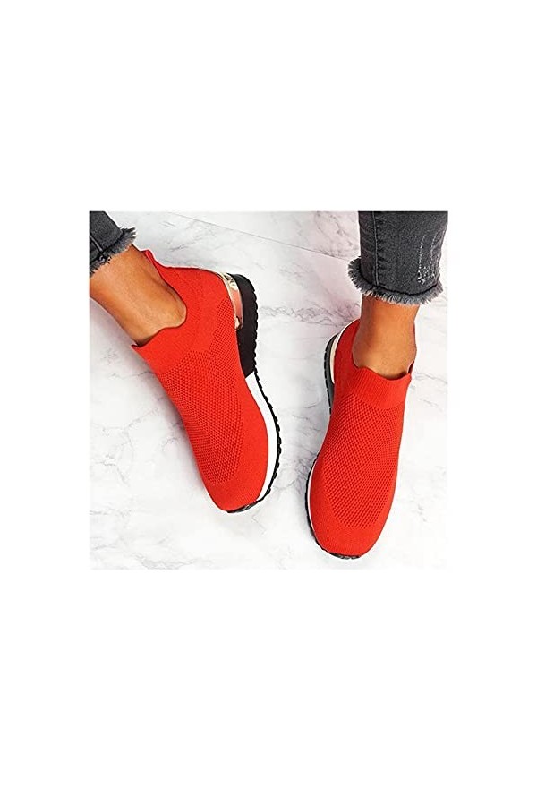 Chaussures plates à enfiler élastiques élégantes, chaussures plates pour femmes, baskets à la mode, baskets légères et respir