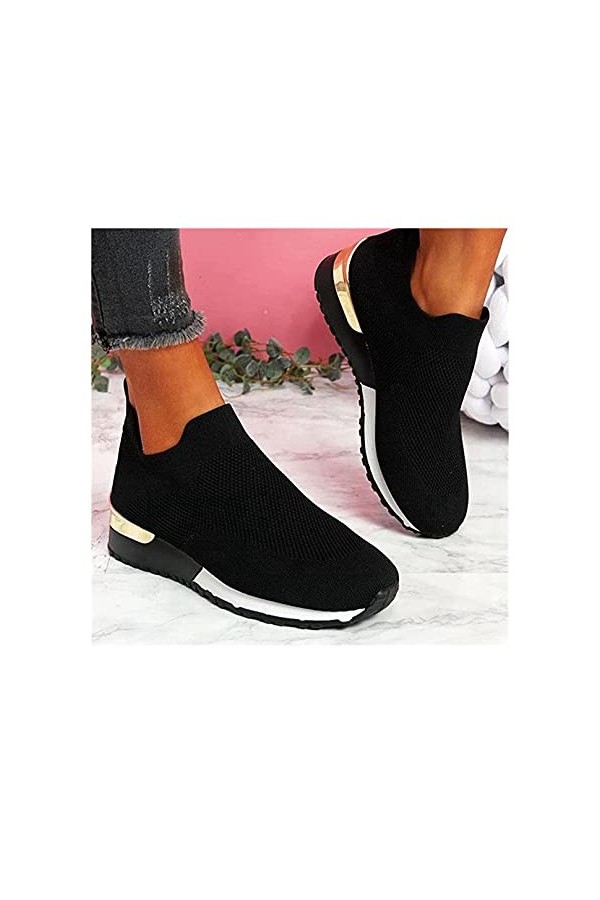 Chaussures plates à enfiler élastiques élégantes, chaussures plates pour femmes, baskets à la mode, baskets légères et respir