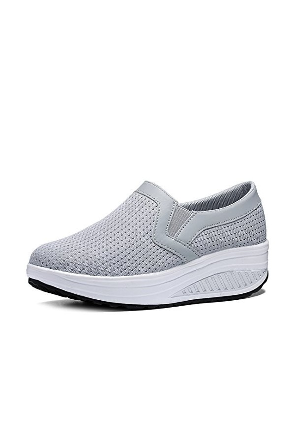 Solshine Chaussures de marche sportives en maille légère à enfiler pour femme P218, rose bonbon, 35 EU