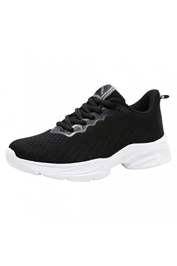 Femmes Baskets Mode été Maille Respirant Confortable léger à Lacets Chaussures décontractées Chaussures Femme Talon Black-A,