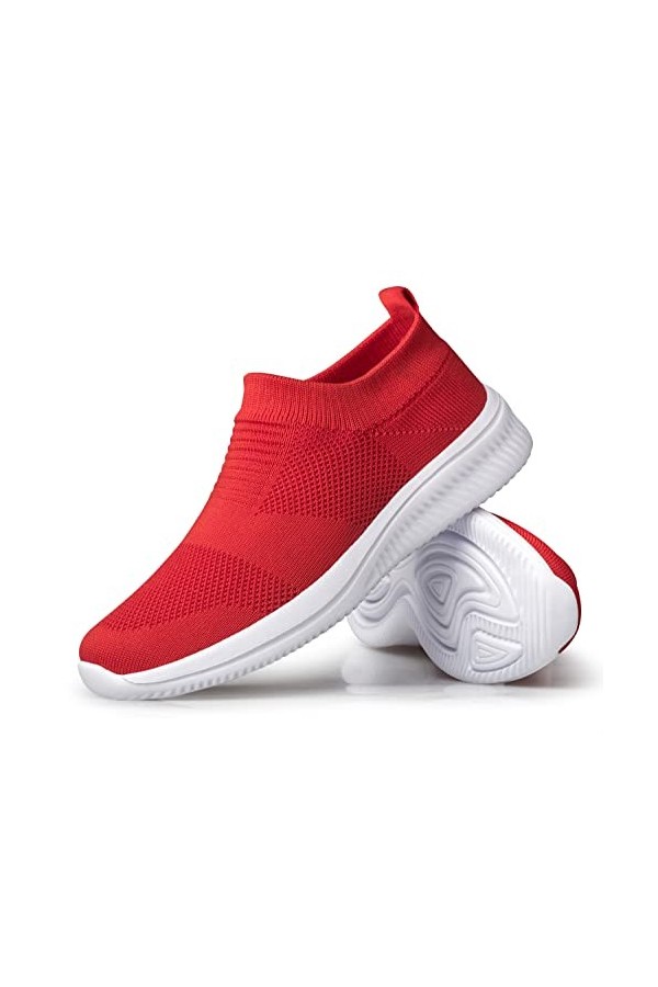 vibdiv Chaussures De Marche Femme Baskets Chaussettes Chaussures Quotidiennes À Enfiler Léger Confortable Respirant Noir Blan