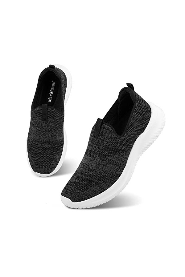 MaxMuxun Baskets Femme Respirantes sans Lacets Chaussures de Running Confortable Léger Marche Sport Travail Sneakers-EU 39-Gr