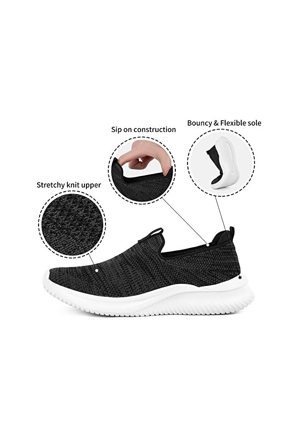 MaxMuxun Baskets Femme Respirantes sans Lacets Chaussures de Running Confortable Léger Marche Sport Travail Sneakers-EU 39-Gr