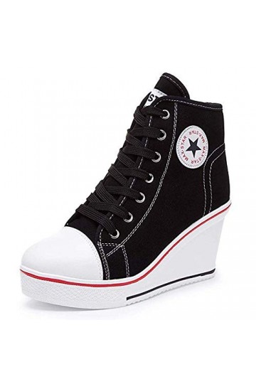 Zomiee Baskets Mode Compensées Montante Sneakers Plateforme Chaussure de Tennis Casuel Haute Talon Tennis Chaussures de Sport