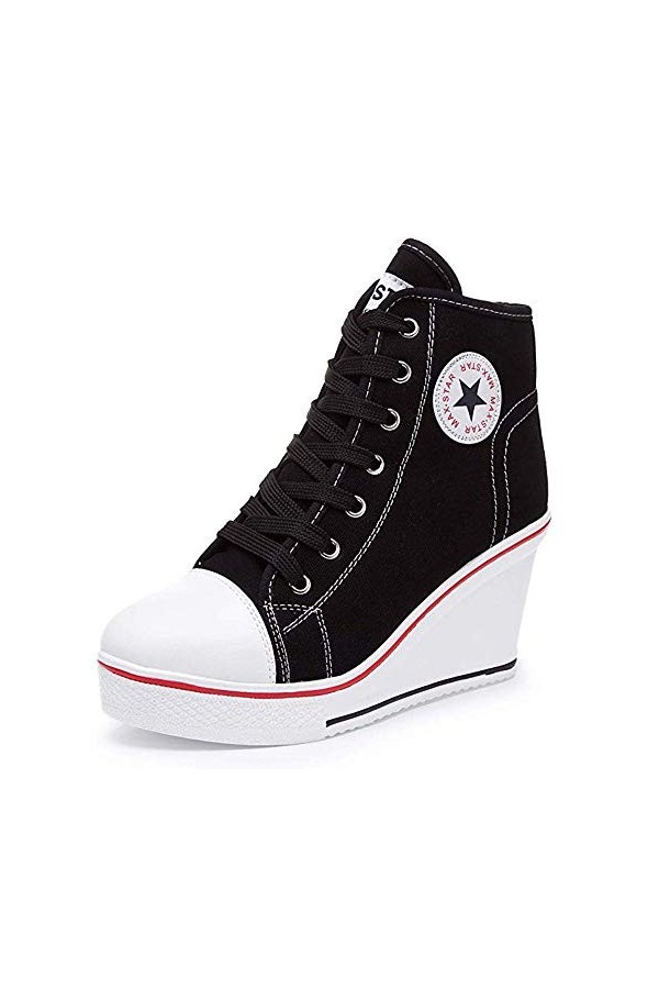 Zomiee Baskets Mode Compensées Montante Sneakers Plateforme Chaussure de Tennis Casuel Haute Talon Tennis Chaussures de Sport