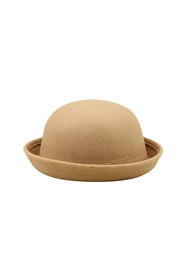 Élégant chapeau solide pour adulte avec bord enroulable, melon panama, chapeau de pêcheur, homme et femme, laine classique, c