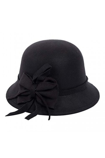 Chapeau cloche des années 1920 pour femme avec nœud en faux feutre vintage chapeau déglise élégant floppy écrasable chapeau 