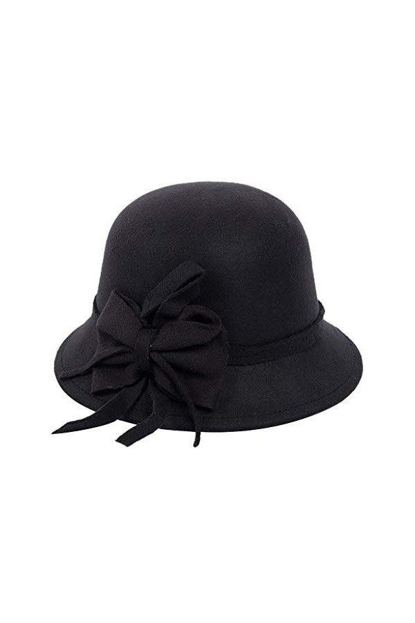 Chapeau cloche des années 1920 pour femme avec nœud en faux feutre vintage chapeau déglise élégant floppy écrasable chapeau 