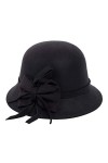 Chapeau cloche des années 1920 pour femme avec nœud en faux feutre vintage chapeau déglise élégant floppy écrasable chapeau 