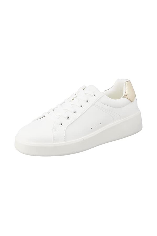 ONLY SHOES Femme ONLSOUL-4 PU Sneaker Basket, White/Detail:w. Gold, 39 EU
