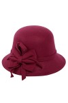 Chapeau cloche des années 1920 pour femme avec nœud en faux feutre vintage chapeau déglise élégant floppy écrasable chapeau 