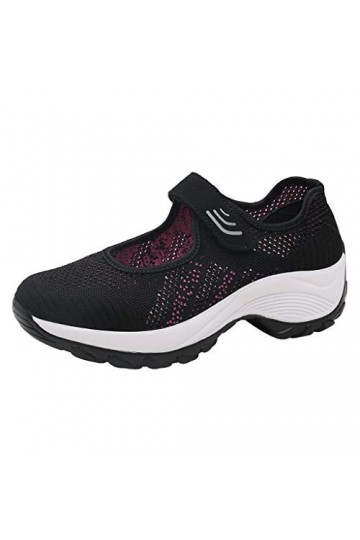 Baskets et chaussures de sport pour femme - Noir - Maille épaisse - Chaussures décontractées - Pour étudiant - Rocking - Mode