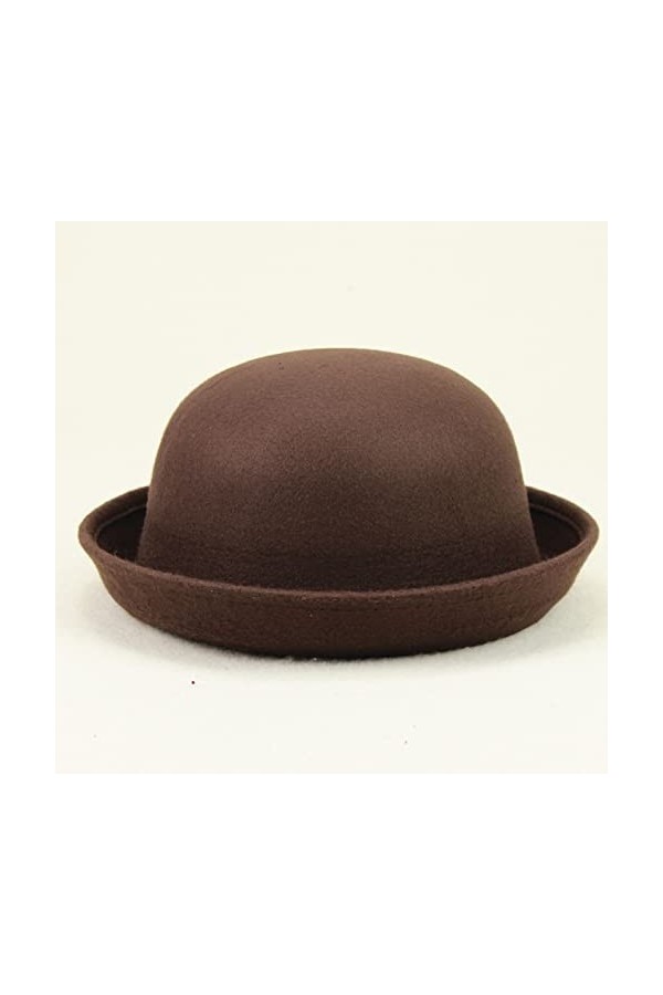 Élégant Adultes Solide Chapeau Retrousser Bord Panama Melon Chapeau Seau Chapeau Hommes Femmes Classique Laine Ronde Melon Ch