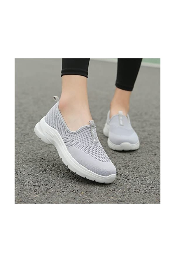 Chaussures Cuir Noir Baskets Mode Femmes Baskets Confort Femmes Chaussures décontractées Femmes Gris Couleur Chaussures de Ma