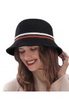 Adigaber Chapeau Melon Femme 100% Laine Fedora Derby Chapeau Bowler Seau Élégant Chapeau Automne et Hiver