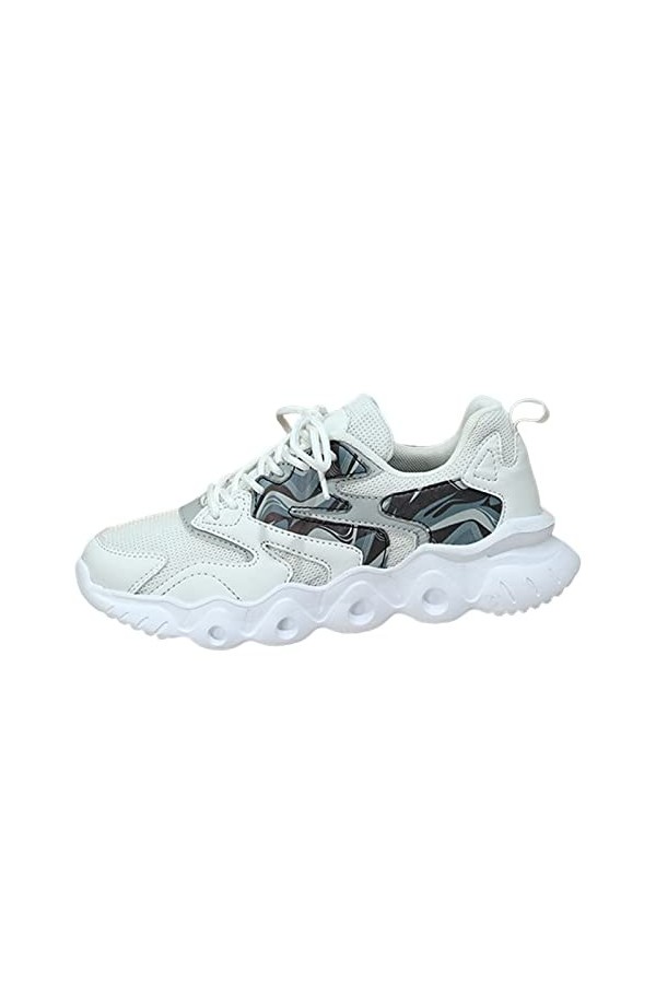 Zannycn Baskets pour femme - Blanc - Avec plateau - Élégantes et douces - Pour la course et le tennis