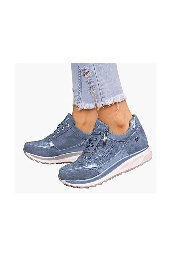 SHADIOA Baskets Womens Wedges Sneakers 2021 Nouvelle Mode Chaussures Plates à Plateaux à glissière à glissière à Lacets Conf