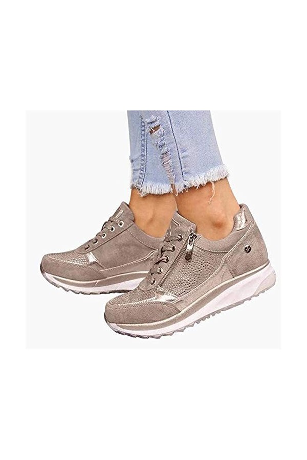 SHADIOA Baskets Womens Wedges Sneakers 2021 Nouvelle Mode Chaussures Plates à Plateaux à glissière à glissière à Lacets Conf