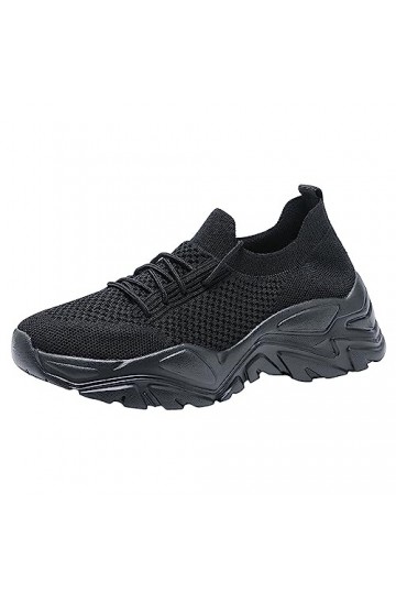 Chaussures pour Dames Baskets à Plateforme de Mode Baskets décontractées Confortables à Semelle Souple Botte Cowboy Black, 3