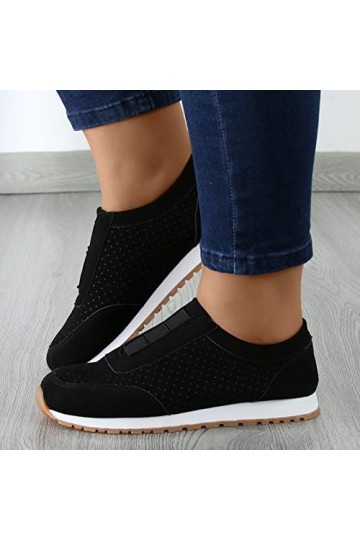 Mode Automne Femmes Baskets Plat Semelle Souple Daim Confortable Couleur Unie Style décontracté Running Chaussettes