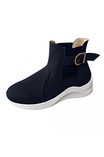 Baskets compensées pour femme à fond plat respirant en maille tendance décontractées à enfiler, Noir , 40 EU