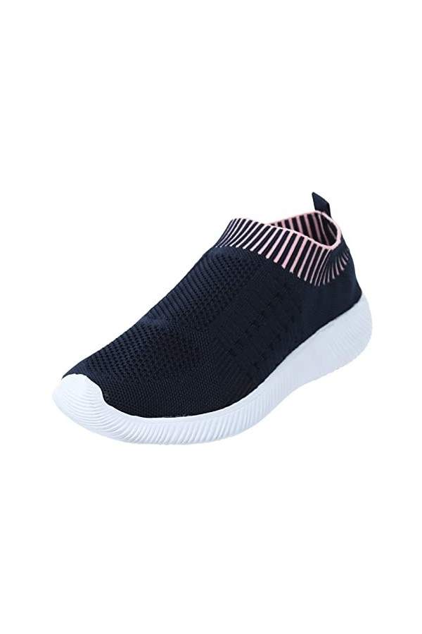 Sbyhbhyds Mode été Femmes Baskets Grande Taille sans Lacet Maille Respirant léger Confortable décontracté Talon Compensé Blan