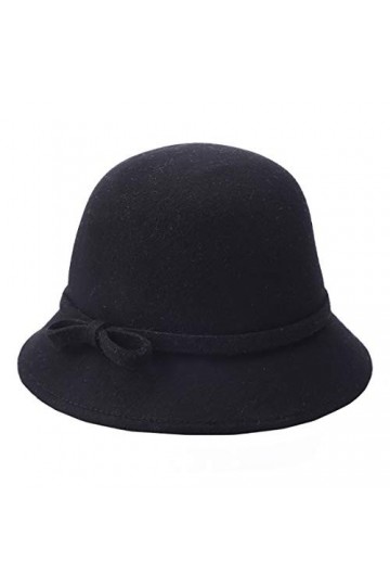 Boomly Femmes Chapeau de Melon Chapeau Feutre de Laine Vintage Doux Élégant Chapeau déglise Cloche Seau Chapeau Anti UV Lau