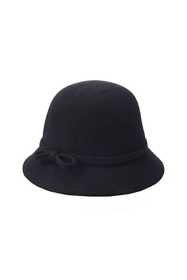 Boomly Femmes Chapeau de Melon Chapeau Feutre de Laine Vintage Doux Élégant Chapeau déglise Cloche Seau Chapeau Anti UV Lau