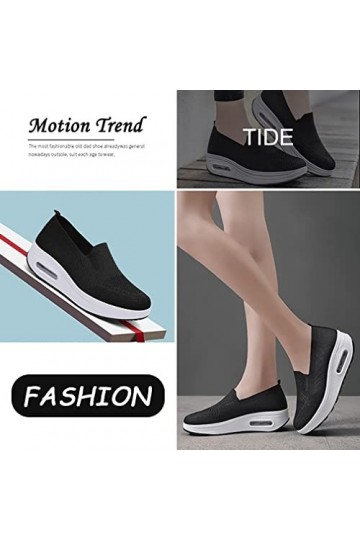 GYCS Chaussures Orthopédiques Femme Sandale De Basket à Enfiler en Maille À Plateforme À Coussin dair À Ressort Trainers Par