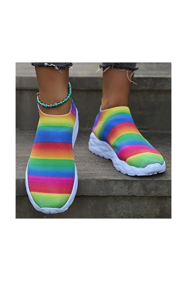 Botte Aigle Chaussures de Sport Maille Femmes Baskets en Plein air Course sans Lacet Mode Chaussures Respirantes Baskets pour