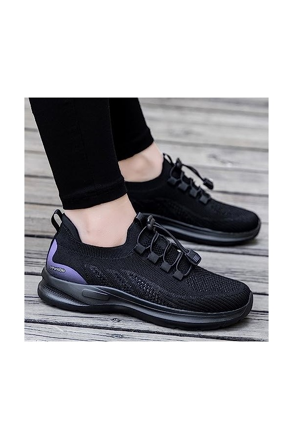 Chaussures de Sport pour Femme Légère Mode Printemps et été Femmes Baskets Sneakers Poids Léger Mouche tissé Maille Respirant
