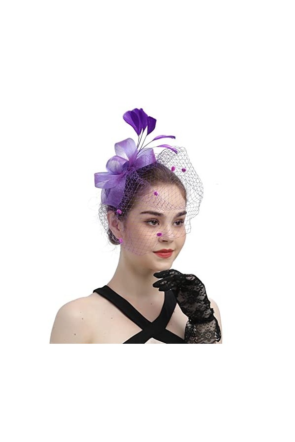 MNSWR Chapeau Cocktail Fête De Mariage Pince Cravate Homme 4 Cm Bande De Cheveux De Plumes Roses Avec Ornement De Cheveux De 