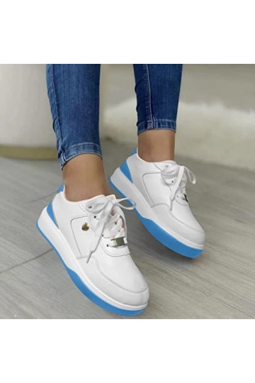 Chaussures de sport Baskets blanches pour femme Mode Blocage des couleurs Chaussures de sport décontractées confortables avec