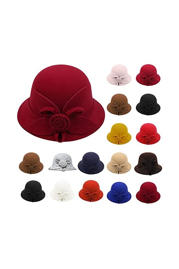 Chapeau bob hawaïen pour femmes Automne et Hiver Fleurs Rond Chapeau de pêcheur Décontracté Petit Chapeau melon A-Jaune, M ,