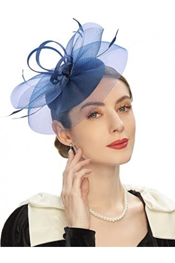 Cizoe Chapeau bibi Kentucky Derby pour cocktail, A-Bleu marine, Taille unique