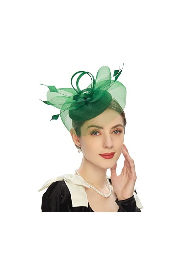 Cizoe Chapeau bibi Kentucky Derby pour cocktail, A-Bleu marine, Taille unique